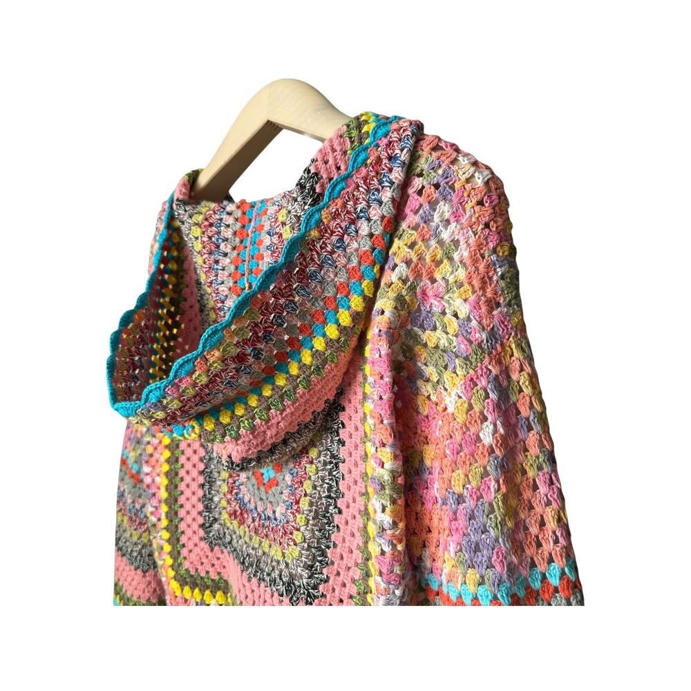 Urban Outfitters Hand-Crocheted Square Hoodie Sweatshirt Size XS Multicolor - Picture 7 of 15